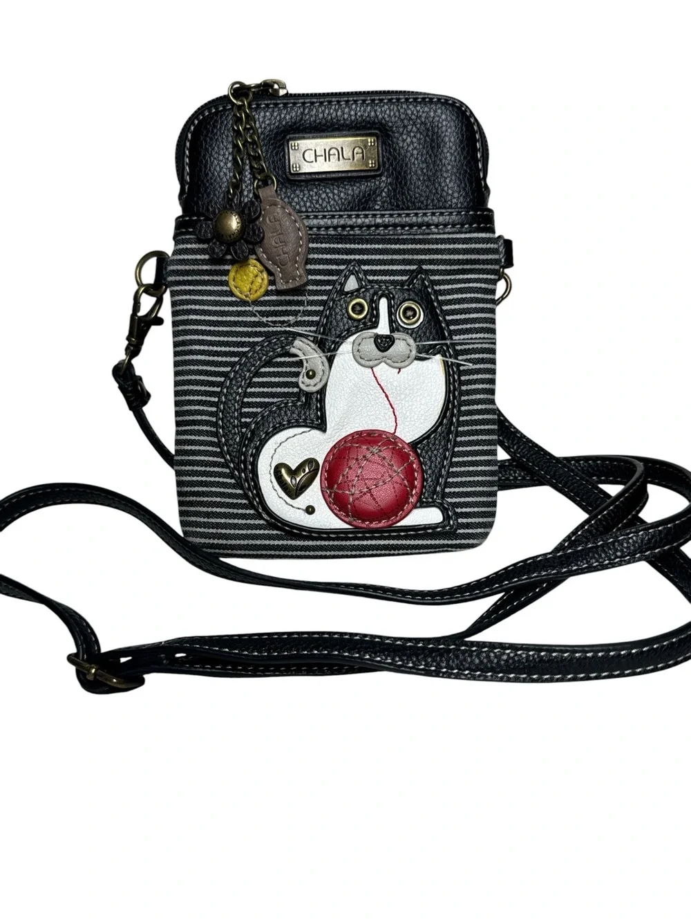 Chala Fat Cat Striped Cell Phone Crossbody Purse